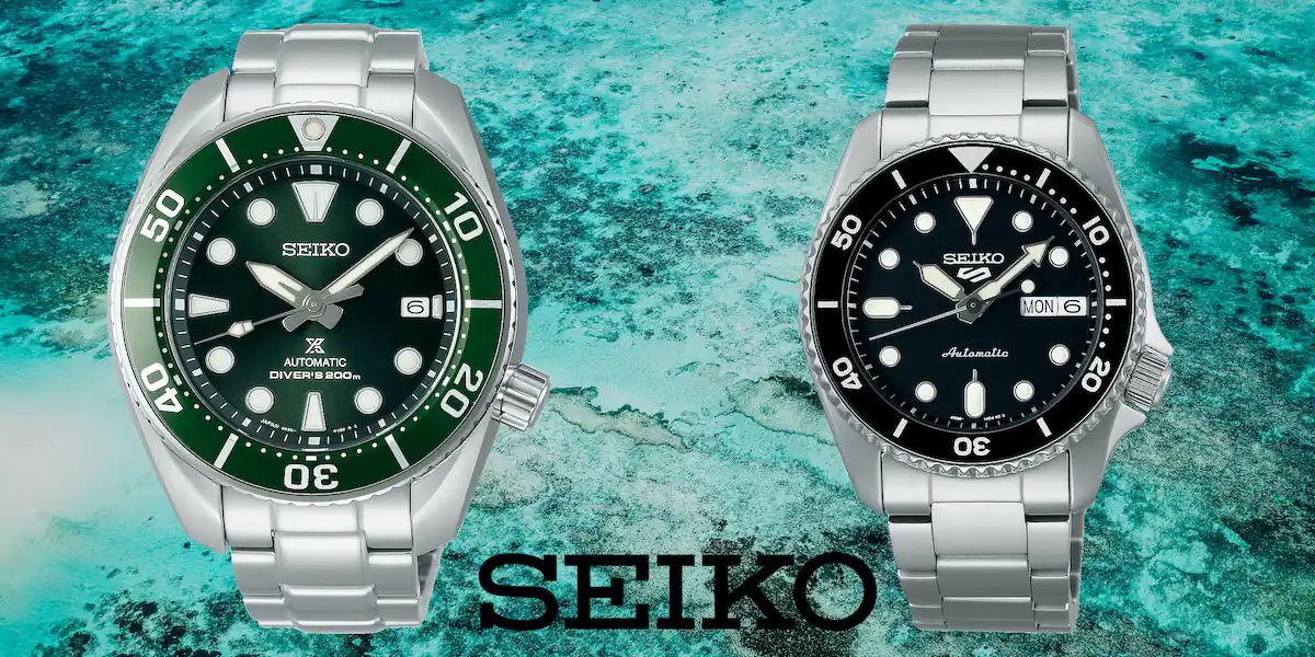 Relojes 2026: Comparativa de tamaños Seiko Prospex Sumo y Seiko 5 Sports 38mm.
